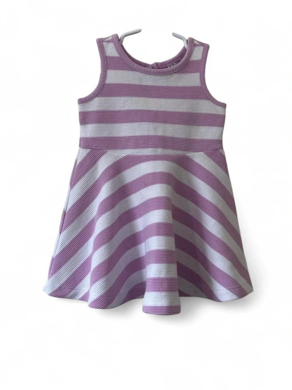12-18M Girl Janie and Jack Sleeveless Ribbed Textured Fit & Flare Striped Dress